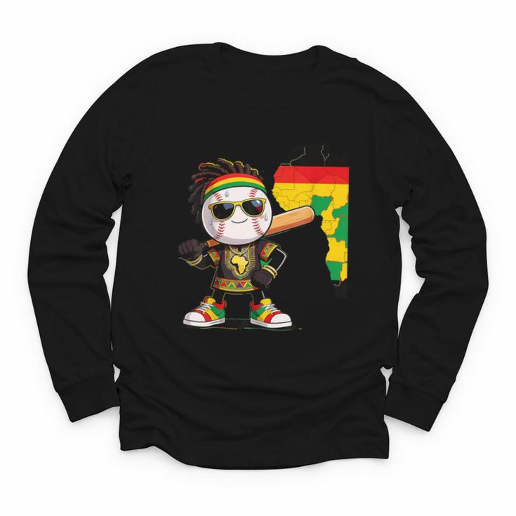 Baseball Drip Ice Cream Boys Youth Kids History Month Youth Long Sleeve Tee