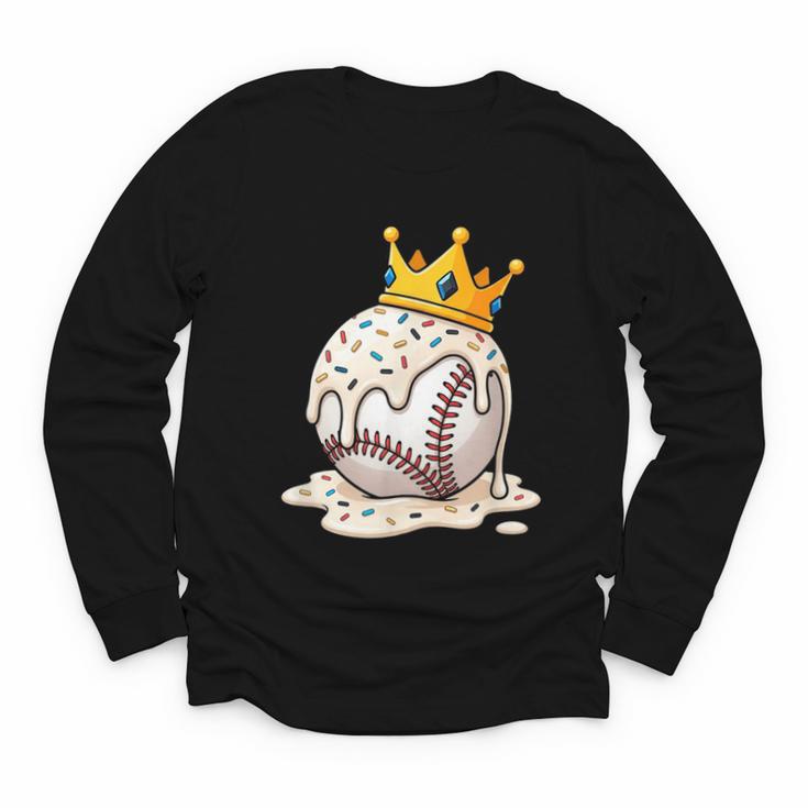 Baseball Drip Ice Cream Crown Melt Graphic Youth Long Sleeve Tee