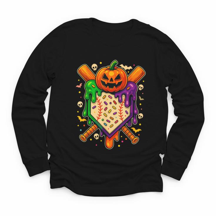 Baseball Drip Ice Cream Drip Halloween Baseball Lovers Youth Long Sleeve Tee