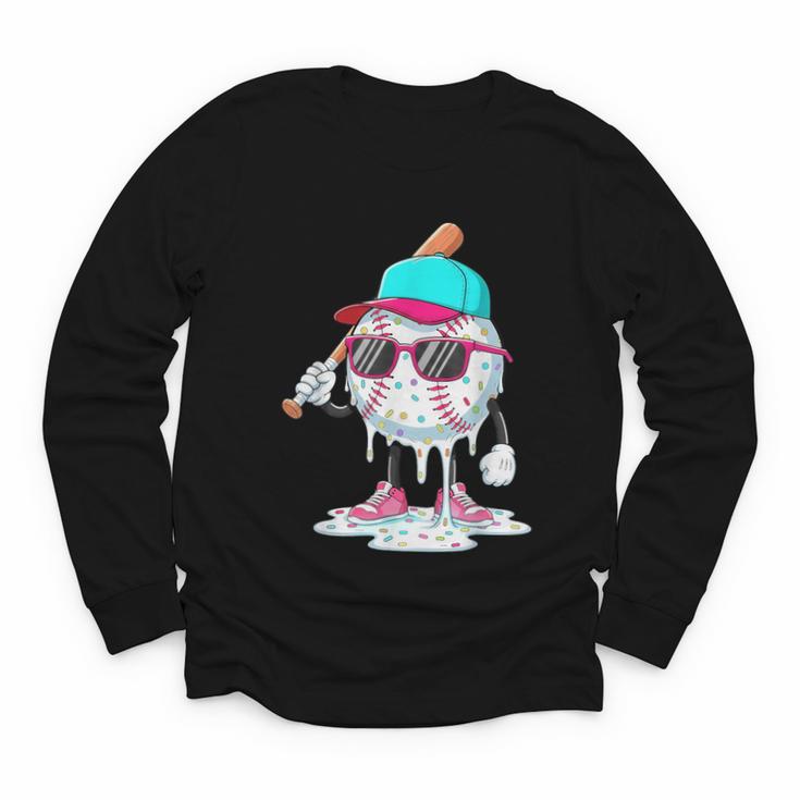 Baseball Drip Ice Cream Lifestyle Sprinkless Boy Kid Youth Long Sleeve Tee