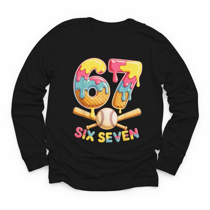 Baseball Drip Ice Cream Number 67 Player Lifestyle Youth Long Sleeve Tee