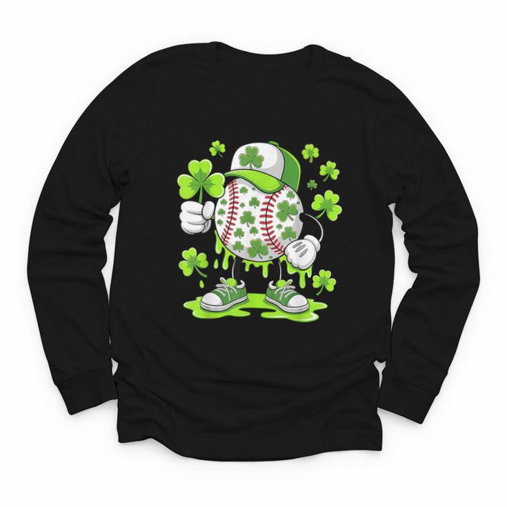 Baseball Drip Ice Cream Shamrock Irish St Patricks Men Youth Long Sleeve Tee
