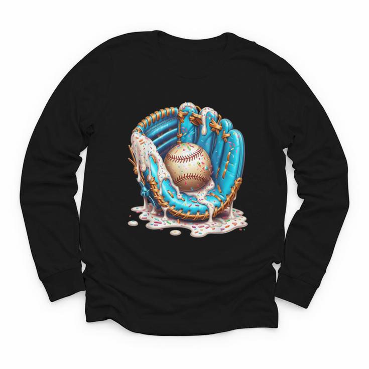 Baseball Drip Ice Cream Sprinkless Glove Boy Kid Youth Long Sleeve Tee