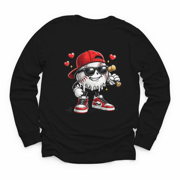 Baseball Drip Ice Cream Valentine’s Day Boys Kids Youth Long Sleeve Tee