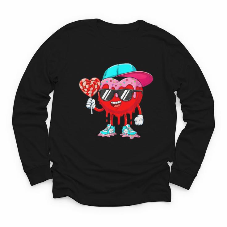 Baseball Drip Ice Cream Valentines Day Baseball Sport Boys Youth Long Sleeve Tee