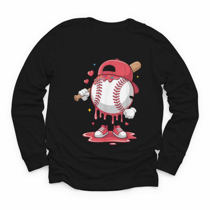 Baseball Drip Icecream Boy Kids Valentine Youth Long Sleeve Tee