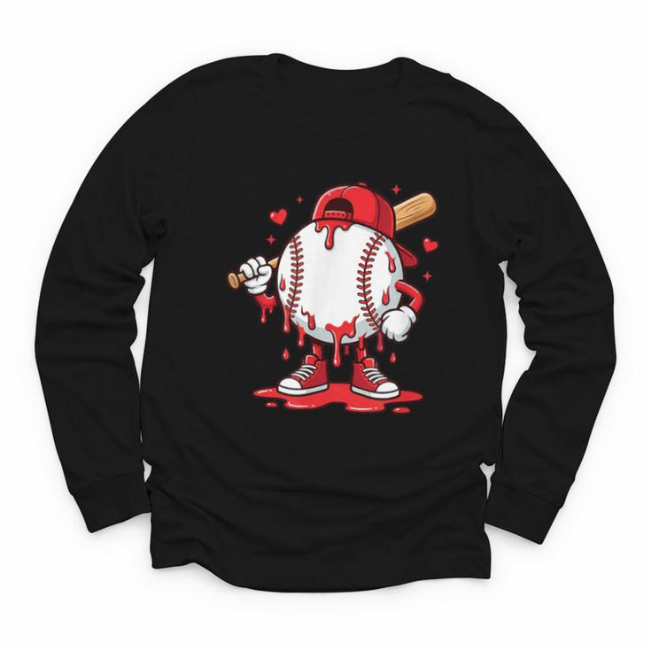 Baseball Drip Icecream Men Boy Valentine Youth Long Sleeve Tee