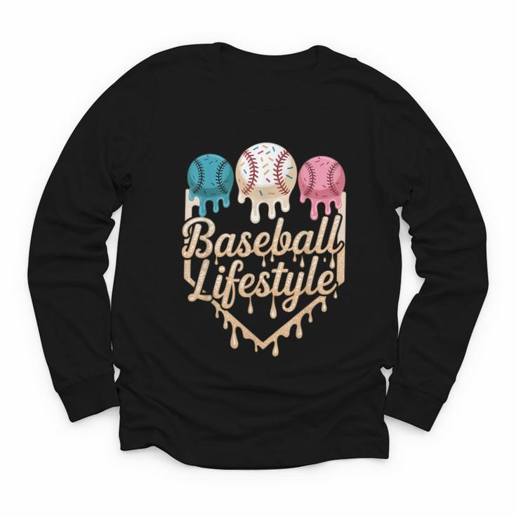 Baseball Drip Icecream Youth Long Sleeve Tee