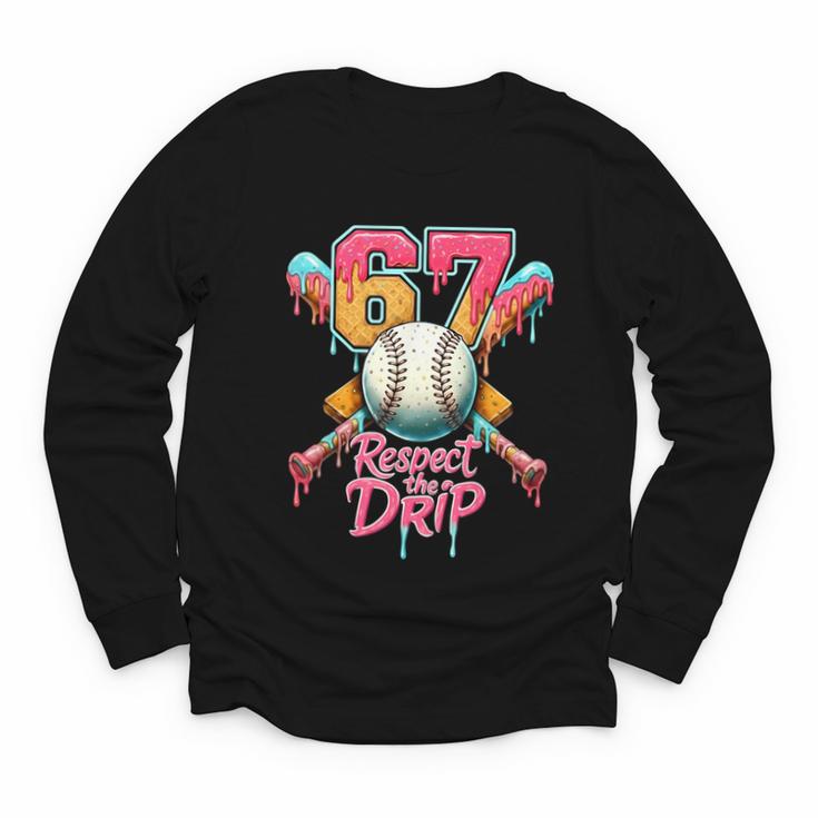 Baseball Drip Number 67 Player Sport For Men Women Kids Youth Long Sleeve Tee