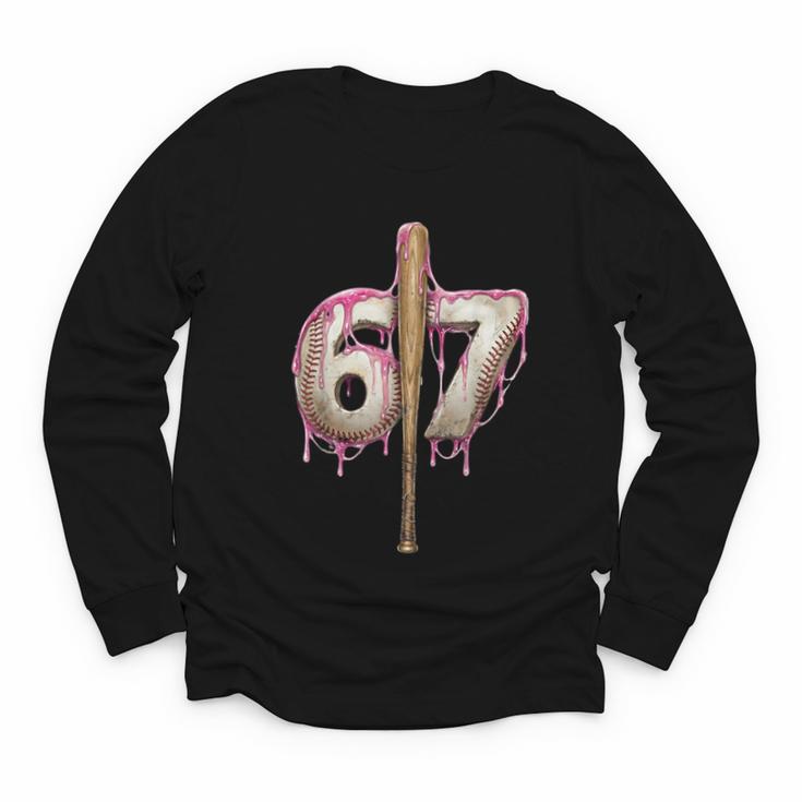 Baseball Drip Number 67 Sports Player Six Seven Meme Fan Youth Long Sleeve Tee