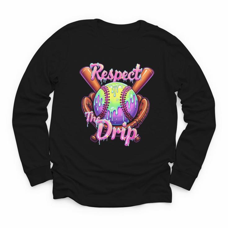 Baseball Drip Respect The Drip Purple Ice Cream Sprinkles Youth Long Sleeve Tee