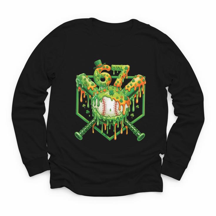 Baseball Drip St Patricks Day Boys Baseball St Patricks Day Youth Long Sleeve Tee