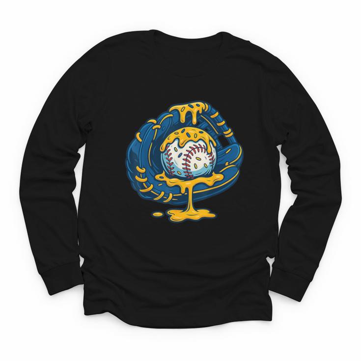 Baseball Drip Team For Boys Ice Cream Cool Youth Long Sleeve Tee
