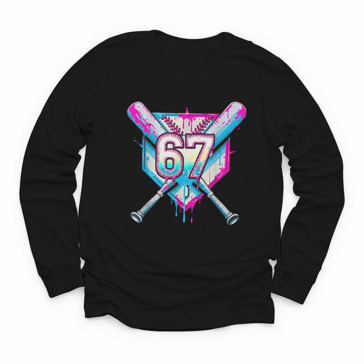 Baseball Dripping 67 Home Plate Six Seven Boy Kids Sports Youth Long Sleeve Tee