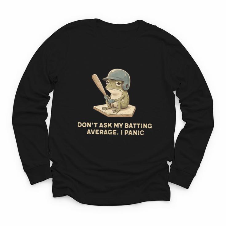 Baseball Frog Saying Batting Retro Artwork Youth Long Sleeve Tee