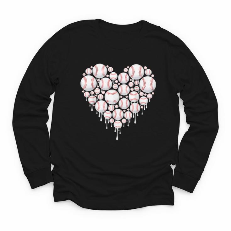 Baseball Heart Drip Valentine's Day Baseball Lover Boys Men Youth Long Sleeve Tee