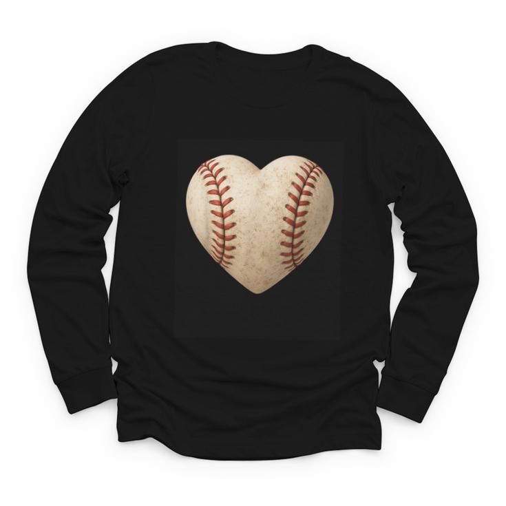 Baseball Heart Shape Valentines Day Love Boys Kids Men Youth Long Sleeve Tee