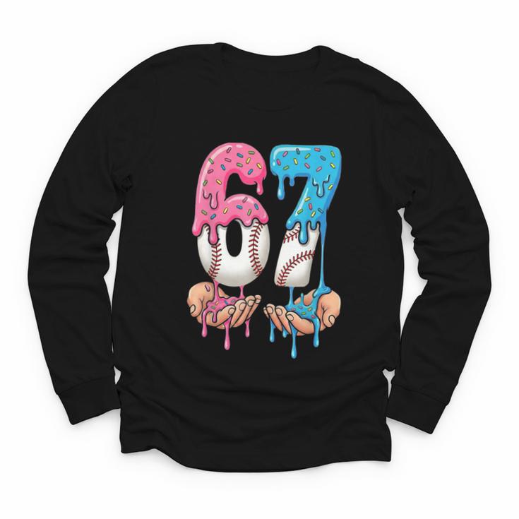 Baseball Ice Cream Drip 67 Hands Six Seven Boys Youth Long Sleeve Tee