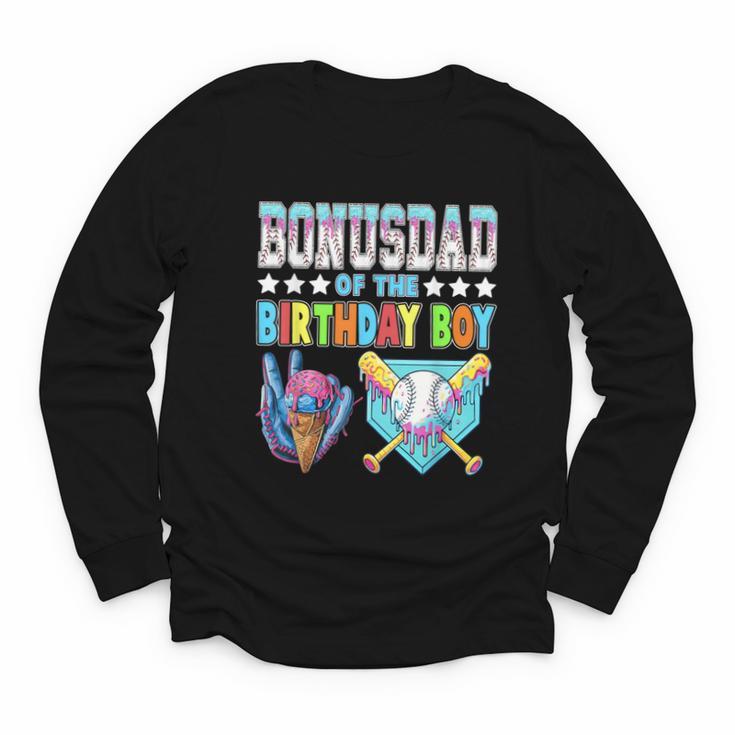 Baseball Ice Cream Drip Bonus Dad Of The Birthday Boy Youth Long Sleeve Tee