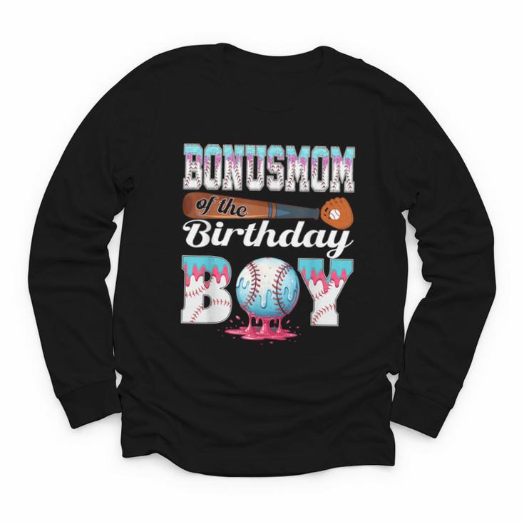 Baseball Ice Cream Drip Bonus Mom Of The Birthday Boy Youth Long Sleeve Tee