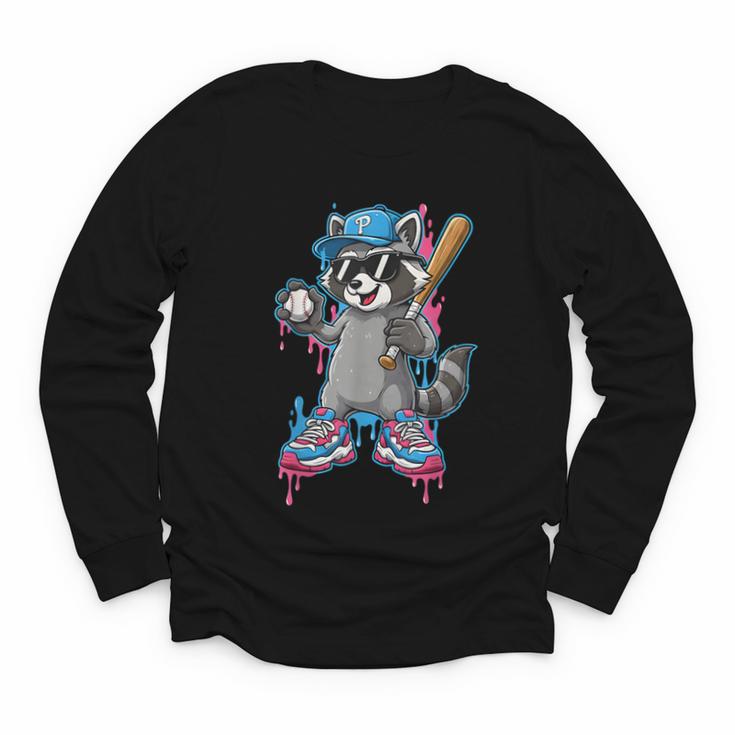 Baseball Ice Cream Drip For Boys And Girls Batter Game Day Youth Long Sleeve Tee