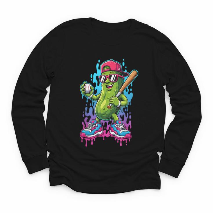 Baseball Ice Cream Drip Boys And Girls Batter Game Day Youth Long Sleeve Tee