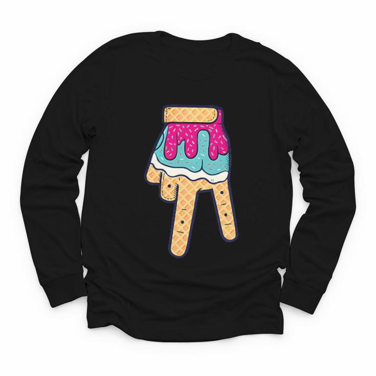 Baseball Ice Cream Drip Home Plate Glove Respect Drip 2 Side Youth Long Sleeve Tee