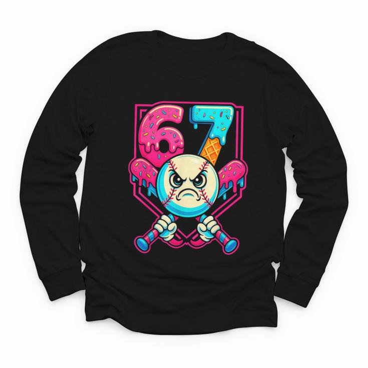 Baseball Ice Cream Drip Number 67 Six Seven Meme 67 Youth Long Sleeve Tee