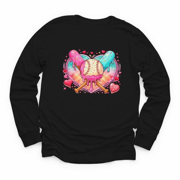 Baseball Ice Cream Drip Style Melt Ice Cream Youth Boys Youth Long Sleeve Tee
