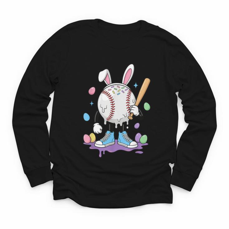 Baseball Ice Cream Drip Youth Boys Cute Easter Sports Youth Long Sleeve Tee