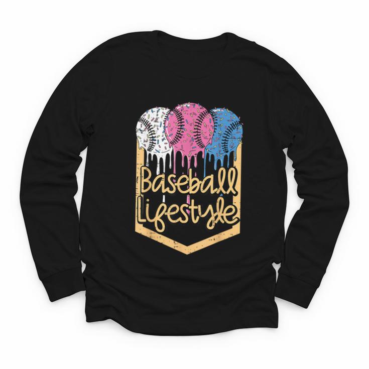 Baseball Lifestyle Ball Sprinkles Drip Boys Kids Men Teen Youth Long Sleeve Tee