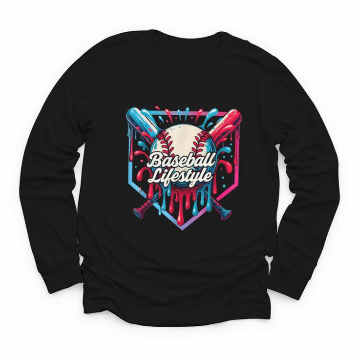 Baseball Lifestyle Shirt Youth Baseball Drip Icecream Boys Youth Long Sleeve Tee