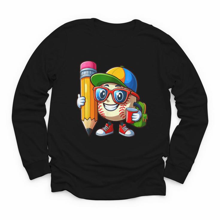 Baseball Lovers Pencil Back To School Kids Boys Girls Youth Long Sleeve Tee