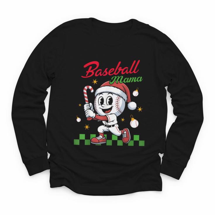Baseball Mama Christmas Santa Hat Xmas Softball Mom Youth Long Sleeve Tee