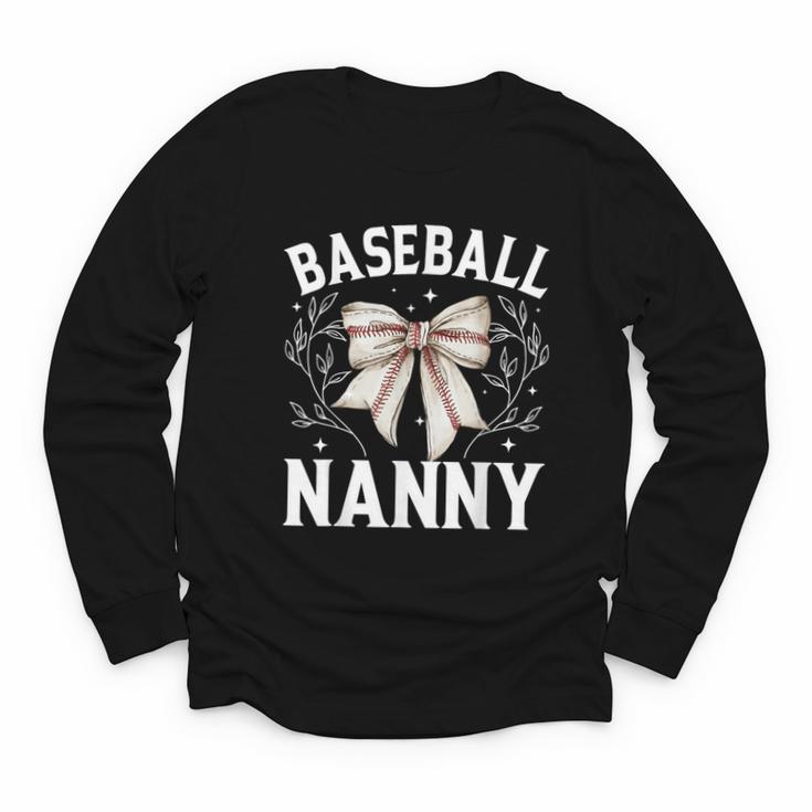 Baseball Nanny Baseball Coquette Bow Youth Long Sleeve Tee