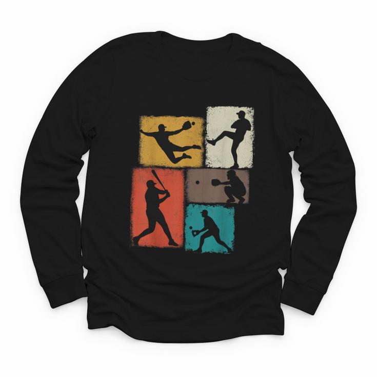 Baseball Player Collage Men Kids Coach Youth Boys Youth Long Sleeve Tee