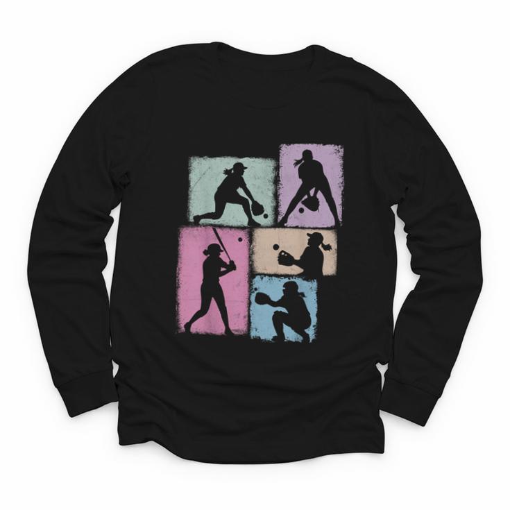 Baseball Player Collage Women Kids Coach Youth Girl Youth Long Sleeve Tee