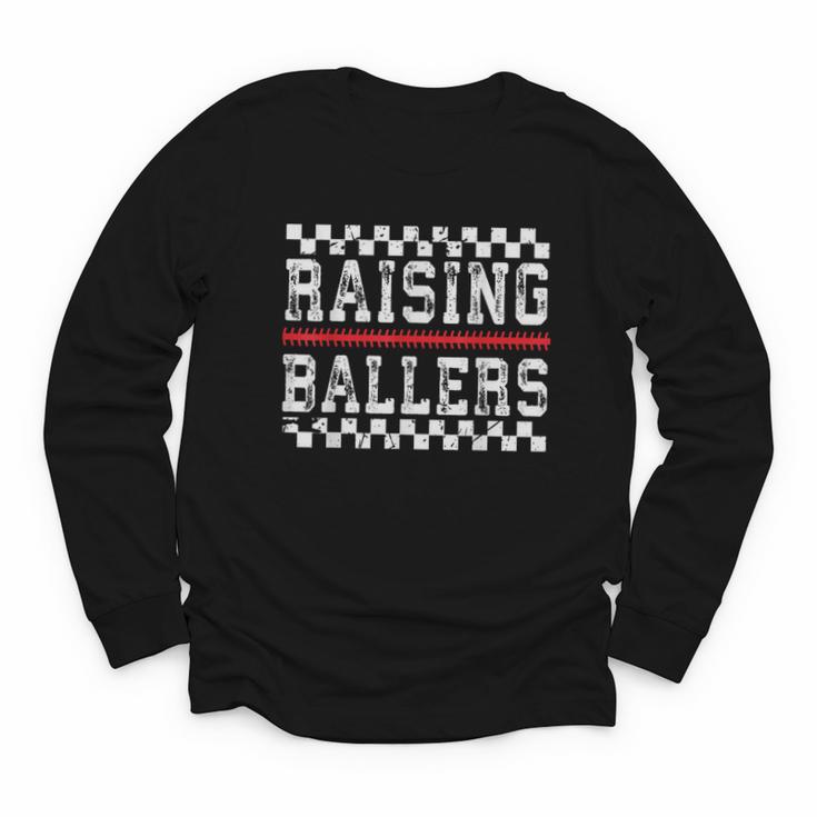 Baseball Player Raising Ballers Game Day Respect The Drip Youth Long Sleeve Tee