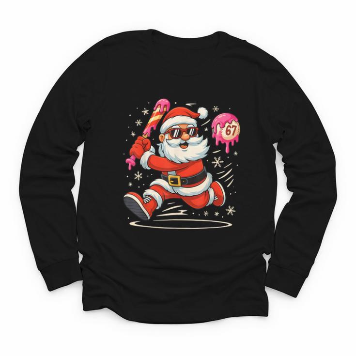 Baseball Santa 67 Baseball Christmas Pajamas Xmas Men Boy 67 Youth Long Sleeve Tee