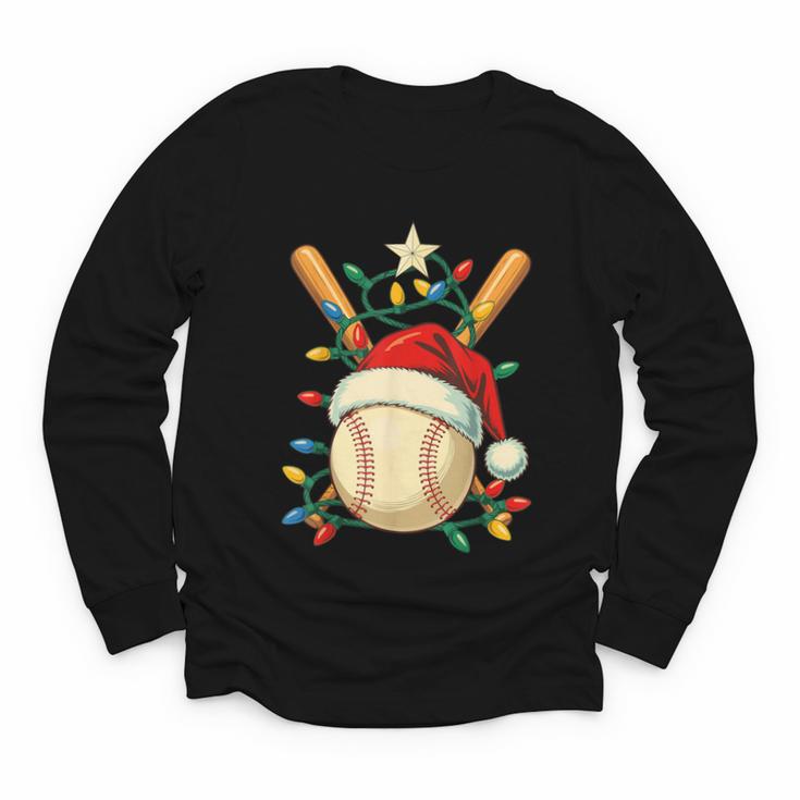 Baseball Santa Christmas Ball Baseball Lover Player Boys Youth Long Sleeve Tee