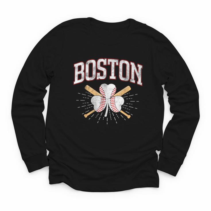 Baseball Shamrock Boston Massachusetts St Patrick’s Day Youth Long Sleeve Tee