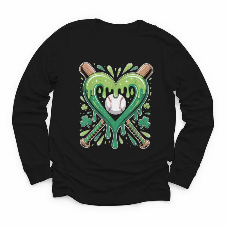 Baseball St Patricks Day Boys Girls Men Women Shamrock Green Youth Long Sleeve Tee