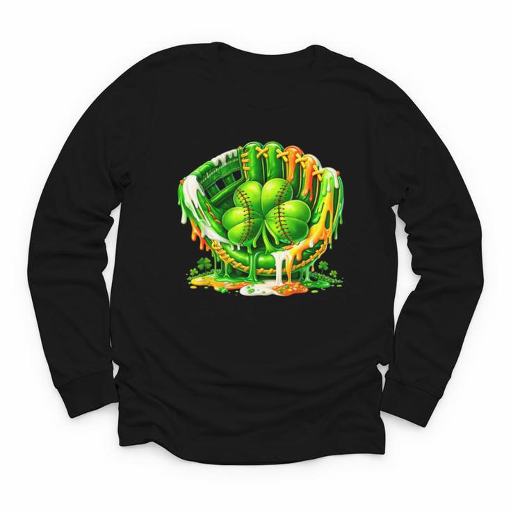 Baseball St Patricks Day Carnival Party Ice Cream Drip Boys Youth Long Sleeve Tee