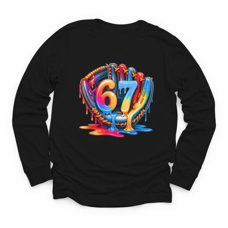 Baseball Stuff Six Seven 67 Ice Cream Drip 6 7 Baseball Kids Youth Long Sleeve Tee