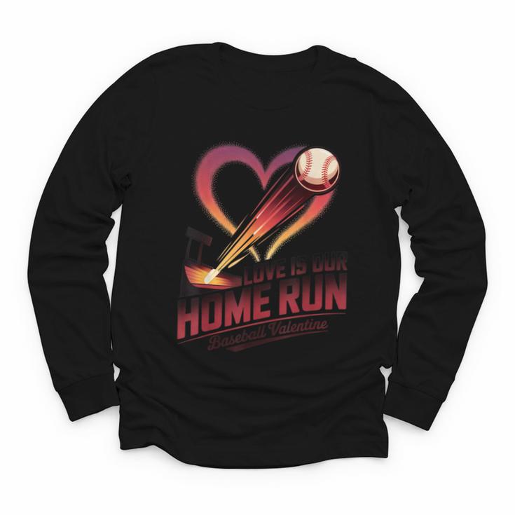 Baseball Valentine Love Is Our Home Run Apparel Youth Long Sleeve Tee