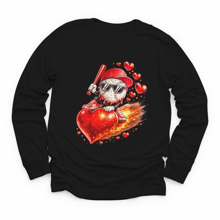 Baseball Valentine's Day Drip Ice Cream Team Youth Long Sleeve Tee