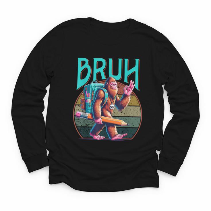Boys Modern Bruh Big Foot Back To School Graphic Youth Long Sleeve Tee