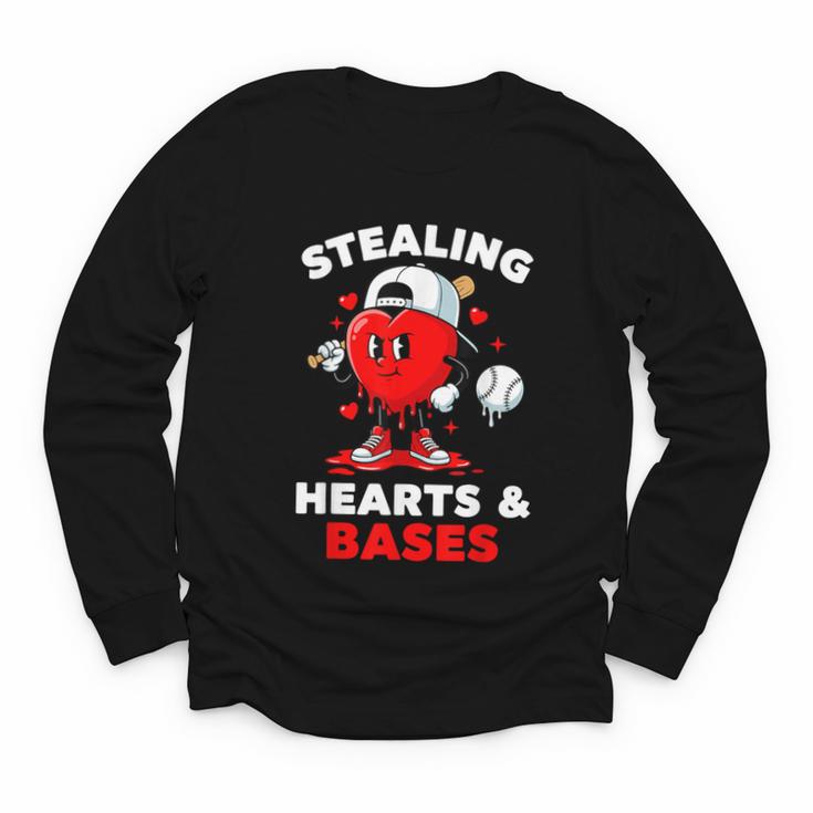 Boys Valentines Baseball Drip Icecream Stealing Hearts Kids Youth Long Sleeve Tee
