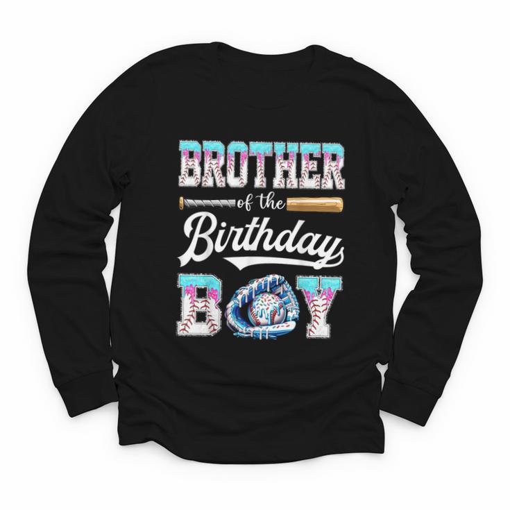 Brother Of The Birthday Boy Baseball Ice Cream Drip Matching Youth Long Sleeve Tee