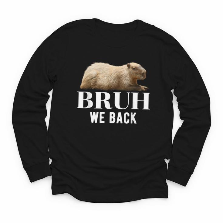 Bruh We Back To School Capybara First Day Of School Youth Long Sleeve Tee